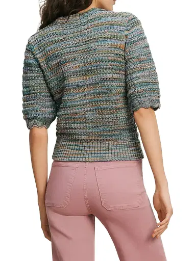 Veronica Beard Women's Merivale Metallic Cotton-Blend Sweater - Stone Army Multi - Size Large | Thumbnail 4