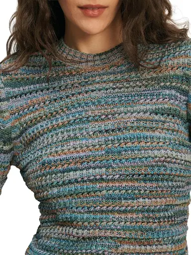Veronica Beard Women's Merivale Metallic Cotton-Blend Sweater - Stone Army Multi - Size Large | Thumbnail 5