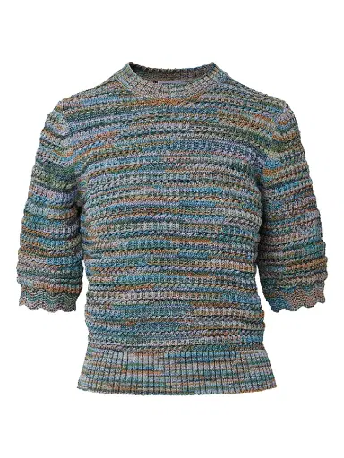 Veronica Beard Women's Merivale Metallic Cotton-Blend Sweater - Stone Army Multi - Size Large | Thumbnail 1