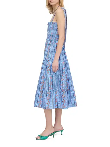 Hill House Home Women's The Ribbon Ellie Nap Dress - Blue Floral Batik Stripe - Size XL | Thumbnail 3 Hill House Home Women's The Ribbon Ellie Nap Dress - Blue Floral Batik Stripe - Size XL | Thumbnail 3