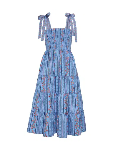 Hill House Home Women's The Ribbon Ellie Nap Dress - Blue Floral Batik Stripe - Size XL | Thumbnail 1 Hill House Home Women's The Ribbon Ellie Nap Dress - Blue Floral Batik Stripe - Size XL | Thumbnail 1