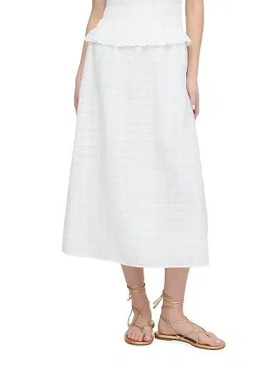Hill House Home Women's The Delphine Nap Skirt - White Crinkle Check - Size XXL | Thumbnail 1