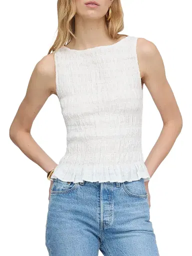 Hill House Home Women's The Phoebe Nap Top - White Crinkle Check - Size XXL | Thumbnail 7 Hill House Home Women's The Phoebe Nap Top - White Crinkle Check - Size XXL | Thumbnail 7