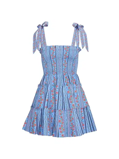 Hill House Home Women's The Ribbon Charlotte Nap Dress - Blue Floral Batik Stripe - Size XXL | Thumbnail 1 Hill House Home Women's The Ribbon Charlotte Nap Dress - Blue Floral Batik Stripe - Size XXL | Thumbnail 1
