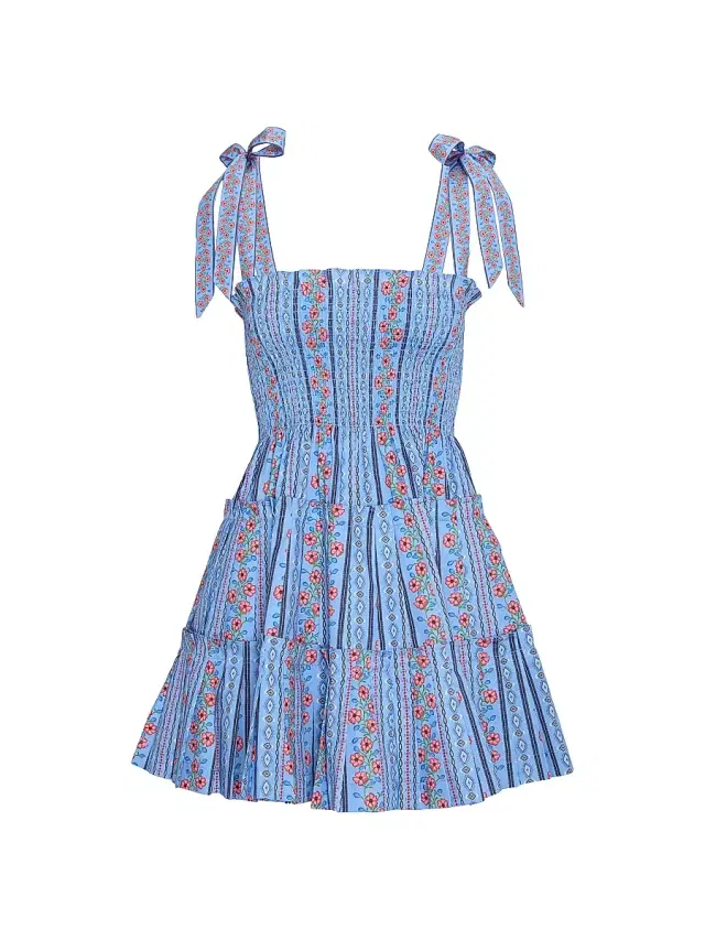 Hill House Home Women's The Ribbon Charlotte Nap Dress - Blue Floral Batik Stripe