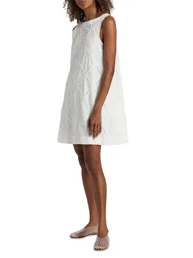 DEREK LAM 10 CROSBY Women's Alina Cotton Eyelet Shift Minidress | Thumbnail 4 DEREK LAM 10 CROSBY Women's Alina Cotton Eyelet Shift Minidress | Thumbnail 4