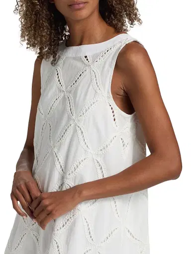 DEREK LAM 10 CROSBY Women's Alina Cotton Eyelet Shift Minidress | Thumbnail 6 DEREK LAM 10 CROSBY Women's Alina Cotton Eyelet Shift Minidress | Thumbnail 6