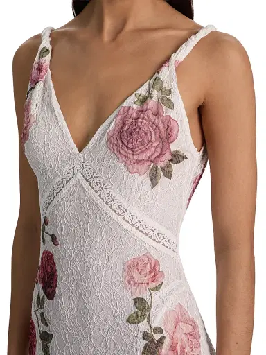 Alice + Olivia Women's Nisa Floral Lace A-Line Maxi Gown - Garden Gossip Off White | Thumbnail 6