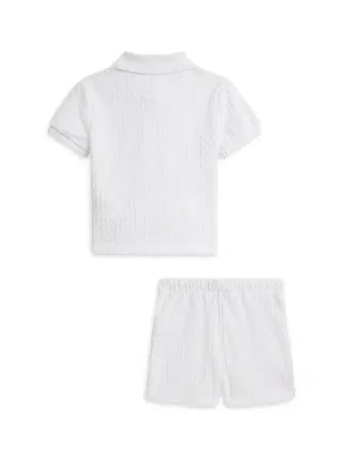 Polo Ralph Lauren Baby Boy's Cable Terry Polo Shirt & Shorts Set - White 6 Months | Thumbnail 2 Polo Ralph Lauren Baby Boy's Cable Terry Polo Shirt & Shorts Set - White 6 Months | Thumbnail 2