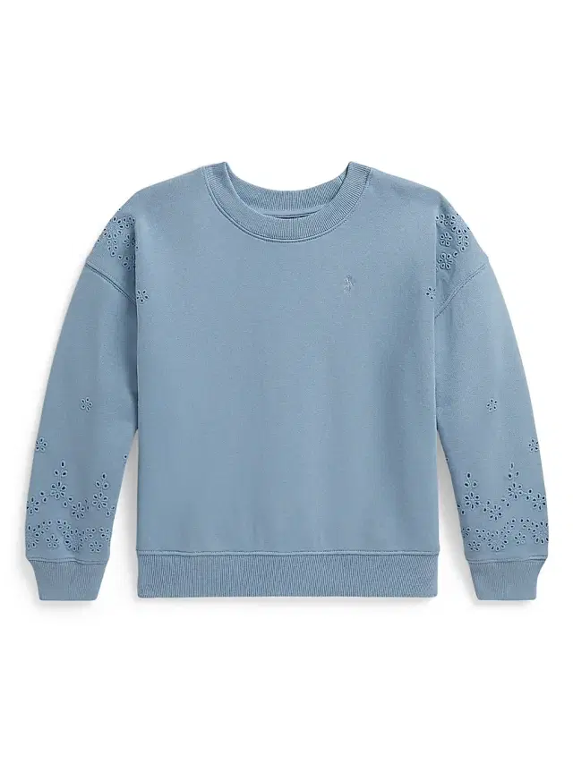 Little Girl's & Girl's Eyelet Loopback Terry Sweatshirt - Vessel Blue