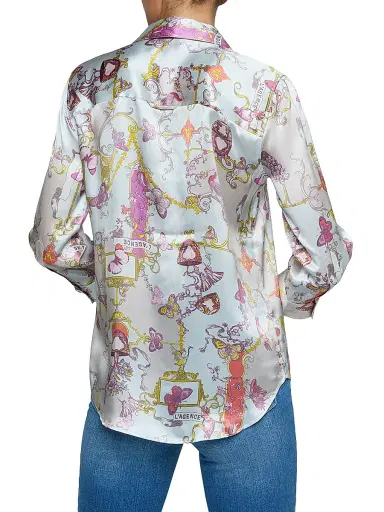 L'AGENCE Women's Dani Printed Silk Shirt - Multi Baroque Toile | Thumbnail 5