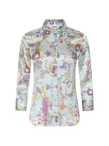L'AGENCE Women's Dani Printed Silk Shirt - Multi Baroque Toile | Thumbnail 1