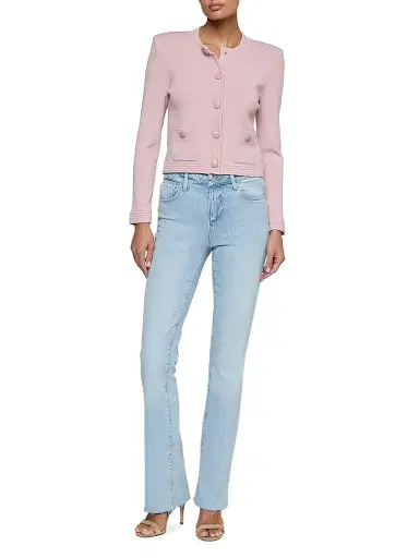 L'AGENCE Women's Patsy Crop Cardigan - Misty Rose | Thumbnail 2