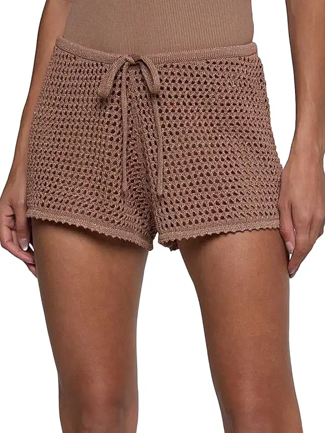 L'AGENCE Women's Solan Pointelle Shorts - Hazelnut