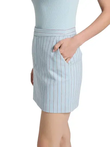 L'AGENCE Women's Vera Striped Cotton-Blend Miniskirt - Light Blue Sienna Pinstripe | Thumbnail 4
