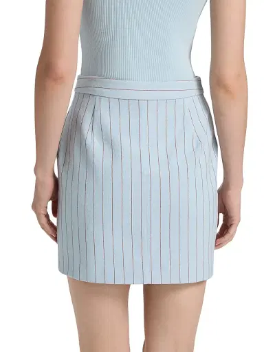 L'AGENCE Women's Vera Striped Cotton-Blend Miniskirt - Light Blue Sienna Pinstripe | Thumbnail 5