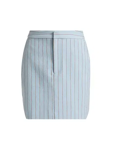 L'AGENCE Women's Vera Striped Cotton-Blend Miniskirt - Light Blue Sienna Pinstripe | Thumbnail 1
