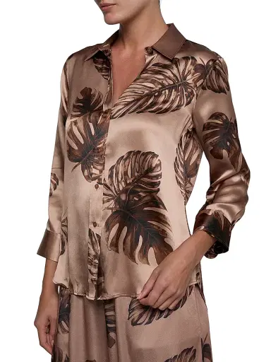 L'AGENCE Women's Dani Floral Silk Shirt - Hazelnut Multi | Thumbnail 4 L'AGENCE Women's Dani Floral Silk Shirt - Hazelnut Multi | Thumbnail 4