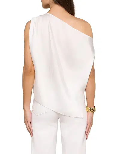 L'AGENCE Women's Driselle Satin Scarf Top -  Gold | Thumbnail 5