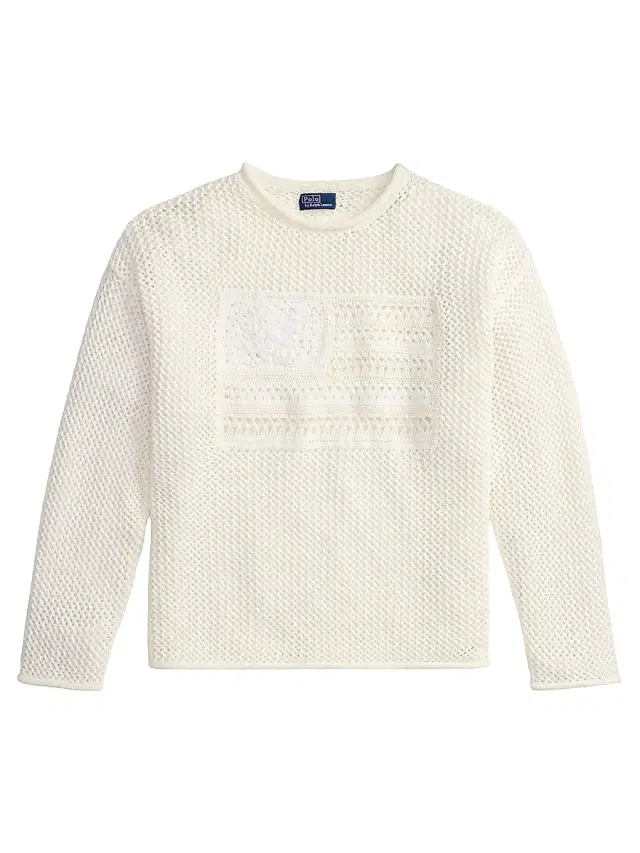 Polo Ralph Lauren Women's Tonal Flag Pointelle Sweater - White Multi