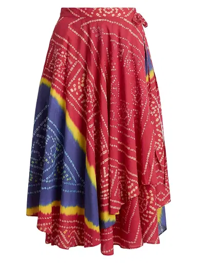 Polo Ralph Lauren Women's Printed Cotton Wrap Midi-Skirt - Tie Dye Multi | Thumbnail 1