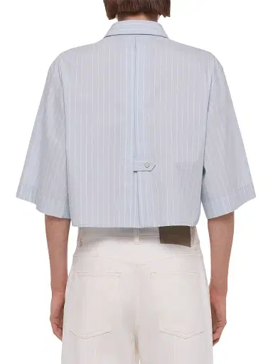 Helmut Lang Women's Striped Cotton-Blend Crop Trench Shirt - Light Blue Multi - Size Large | Thumbnail 5 Helmut Lang Women's Striped Cotton-Blend Crop Trench Shirt - Light Blue Multi - Size Large | Thumbnail 5
