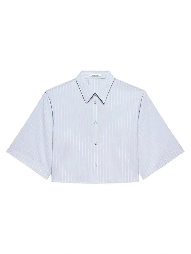 Women's Striped Cotton-Blend Crop Trench Shirt - Light Blue Multi
