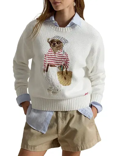 Polo Ralph Lauren Women's Polo Bear Cotton Sweater | Thumbnail 3 Polo Ralph Lauren Women's Polo Bear Cotton Sweater | Thumbnail 3