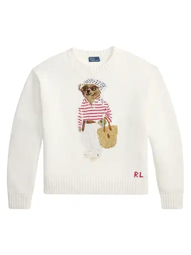Polo Ralph Lauren Women's Polo Bear Cotton Sweater | Thumbnail 1 Polo Ralph Lauren Women's Polo Bear Cotton Sweater | Thumbnail 1