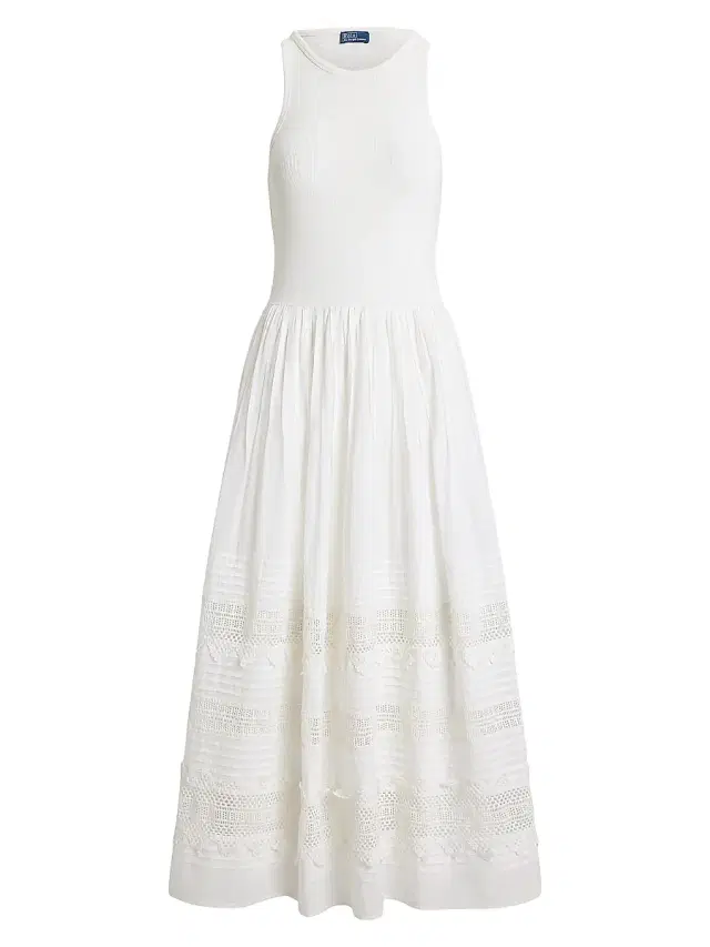 Polo Ralph Lauren Women's Lace-Trim Tank Midi-Dress - White