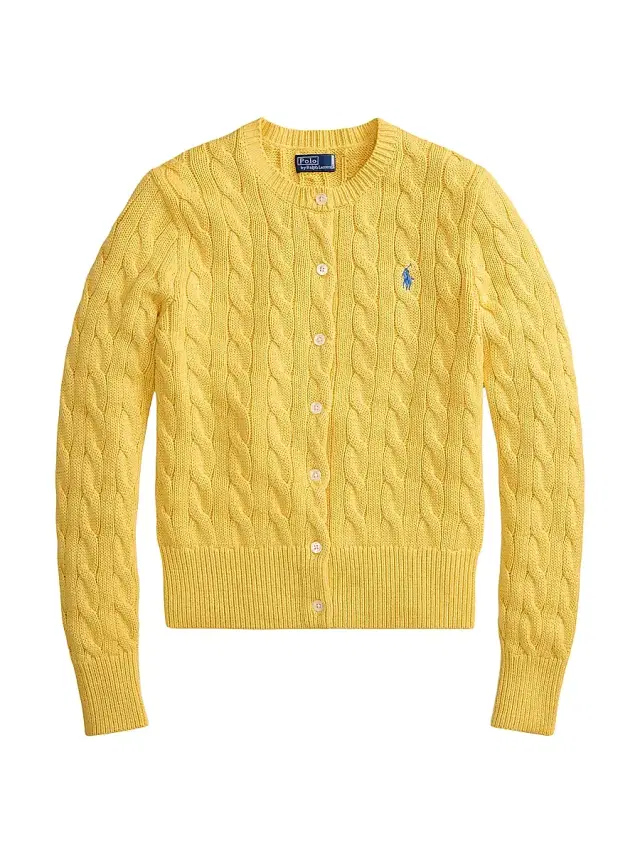 Polo Ralph Lauren Women's Pony Cotton Cable-Knit Cardigan - Beach Yellow