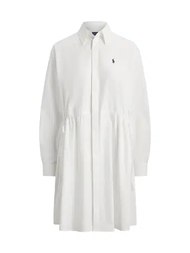 Polo Ralph Lauren Women's Cotton Drawcord Mini Shirtdress - White | Thumbnail 1
