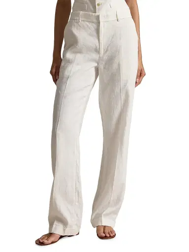 Polo Ralph Lauren Women's Linen High-Rise Straight-Leg Pants - Nevis - Size 2 | Thumbnail 3 Polo Ralph Lauren Women's Linen High-Rise Straight-Leg Pants - Nevis - Size 2 | Thumbnail 3