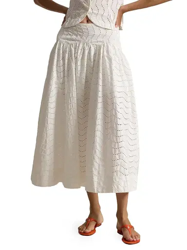 Polo Ralph Lauren Women's Cotton Eyelet Midi-Skirt - White | Thumbnail 3 Polo Ralph Lauren Women's Cotton Eyelet Midi-Skirt - White | Thumbnail 3