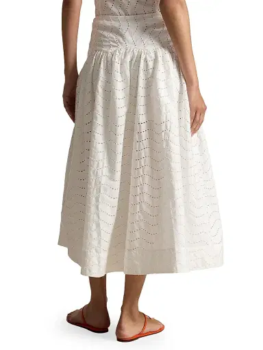 Polo Ralph Lauren Women's Cotton Eyelet Midi-Skirt - White | Thumbnail 4 Polo Ralph Lauren Women's Cotton Eyelet Midi-Skirt - White | Thumbnail 4