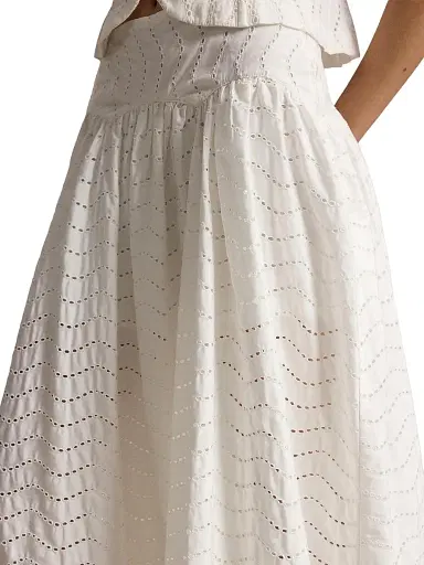 Polo Ralph Lauren Women's Cotton Eyelet Midi-Skirt - White | Thumbnail 5 Polo Ralph Lauren Women's Cotton Eyelet Midi-Skirt - White | Thumbnail 5