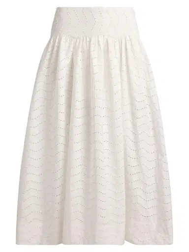 Polo Ralph Lauren Women's Cotton Eyelet Midi-Skirt - White | Thumbnail 1 Polo Ralph Lauren Women's Cotton Eyelet Midi-Skirt - White | Thumbnail 1