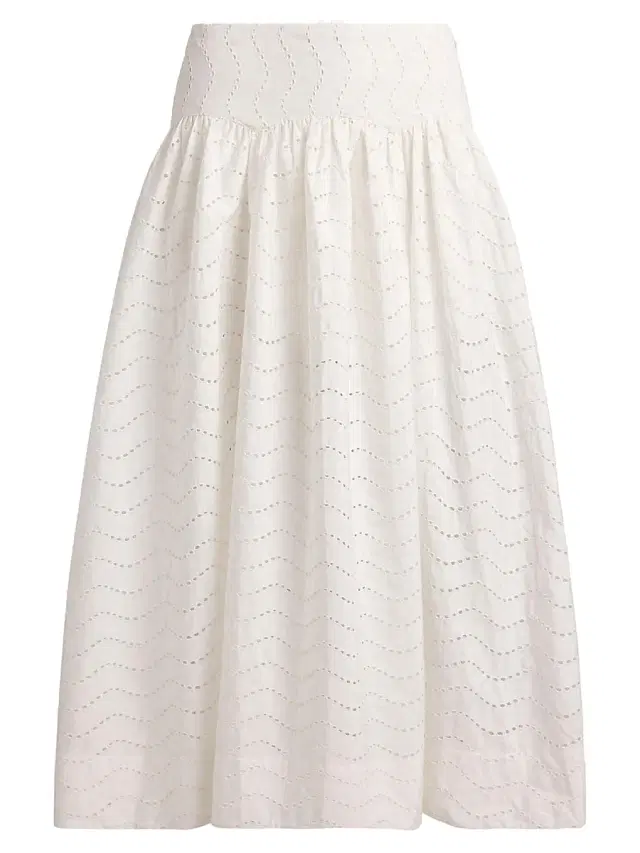 Polo Ralph Lauren Women's Cotton Eyelet Midi-Skirt - White