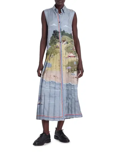 Thom Browne Women's Scenic Coastline Silk Shirtdress | Thumbnail 2 Thom Browne Women's Scenic Coastline Silk Shirtdress | Thumbnail 2