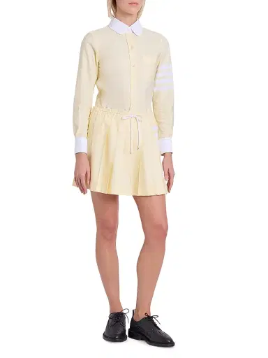 Thom Browne Women's 4-Bar Cotton Drawstring Miniskirt - Pale Yellow - Size 10 | Thumbnail 2