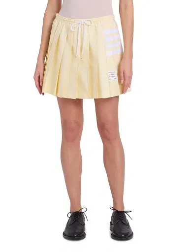 Thom Browne Women's 4-Bar Cotton Drawstring Miniskirt - Pale Yellow - Size 10 | Thumbnail 3