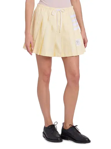 Thom Browne Women's 4-Bar Cotton Drawstring Miniskirt - Pale Yellow - Size 10 | Thumbnail 4