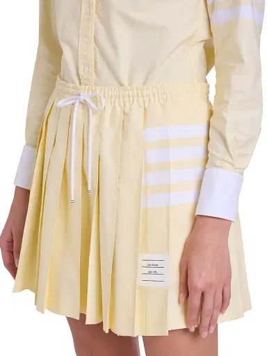 Thom Browne Women's 4-Bar Cotton Drawstring Miniskirt - Pale Yellow - Size 10 | Thumbnail 6