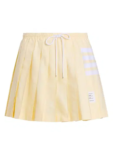 Thom Browne Women's 4-Bar Cotton Drawstring Miniskirt - Pale Yellow - Size 10 | Thumbnail 1