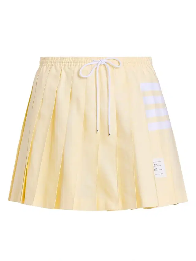 Women's 4-Bar Cotton Drawstring Miniskirt - Pale Yellow