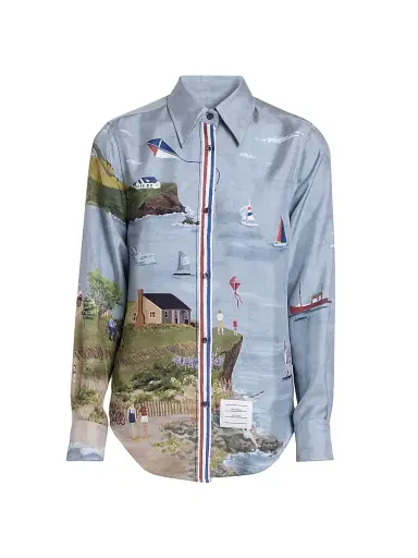 Thom Browne Women's Scenic Coastline Silk Shirt - Seasonalmulti - Size 6 | Thumbnail 1