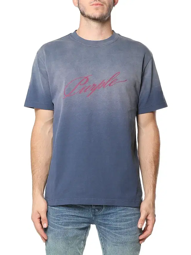 Purple Brand Men's Logo Washed Cotton T-Shirt - Blue