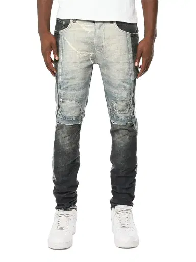 Purple Brand Men's Upside Down Patchwork Skinny Jeans - All Over Print | Thumbnail 1