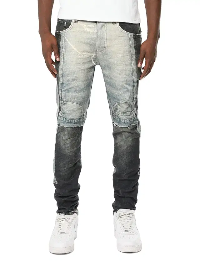 Purple Brand Men's Upside Down Patchwork Skinny Jeans - All Over Print