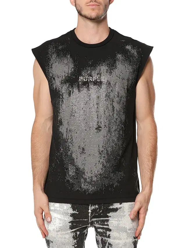 Purple Brand Men's Logo Abstract Cotton Crewneck T-Shirt - Black